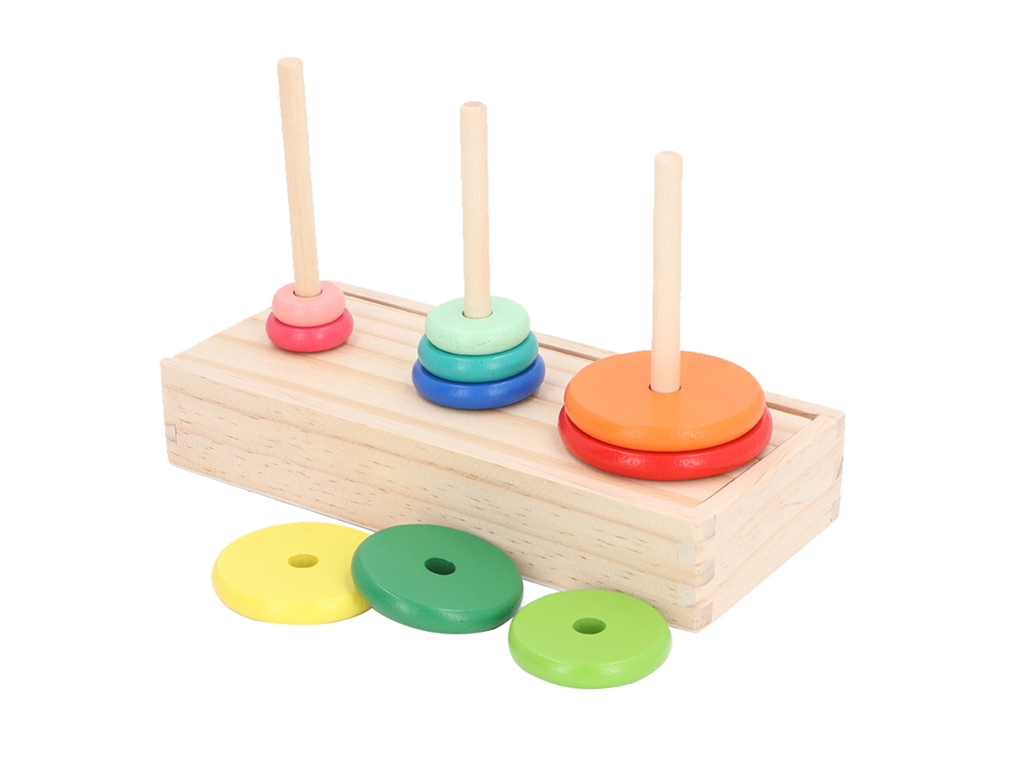 Mali torre de Madeira 10 Anéis Jogo de Quebra cabeça Educativo Brinquedo Inteligente para Crianças