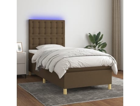 VIDAXL Colchón con somier/LED (marrón - Tela - 90 x 200 cm)
