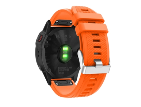 Correa de Silicona ajustable con hebilla plateada para Garmin Fenix 7X/6X Sapphire GPS/6X Pro/6X GPS/5X GPS/5X Plus - anaranjado