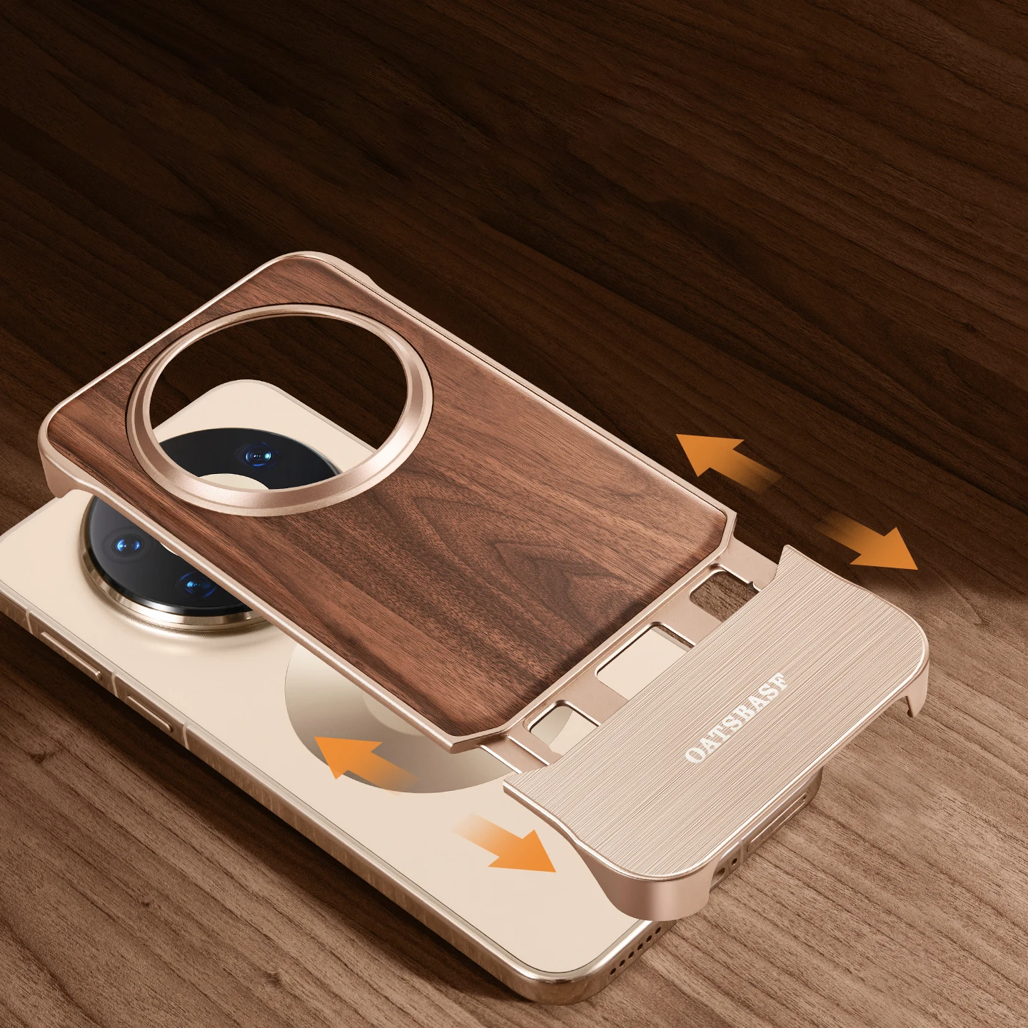 (huawei Mate 80 Dorado) Funda Para Teléfono De Madera Maciza, Diseño Sin Marco, Resistente A Golpes Y Caídas.