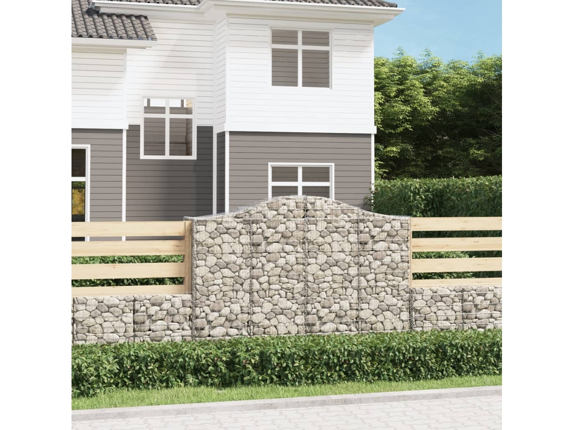 Cestas de gaviones arqueadas (3 unidades, 200 x 50 x 140/160 cm, hierro galvanizado, WSD64825) Lovely Home