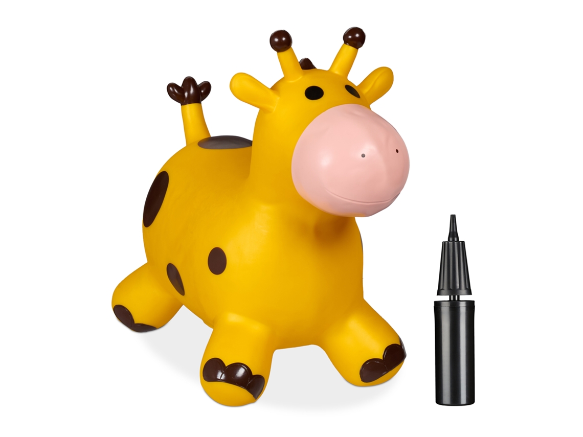 Girafa Saltadora Relaxdays, Suporta Até 50 Kg, Sem Bpa, Para Crianças A Partir Dos 3 Anos, Inclui Bomba, Amarelo.