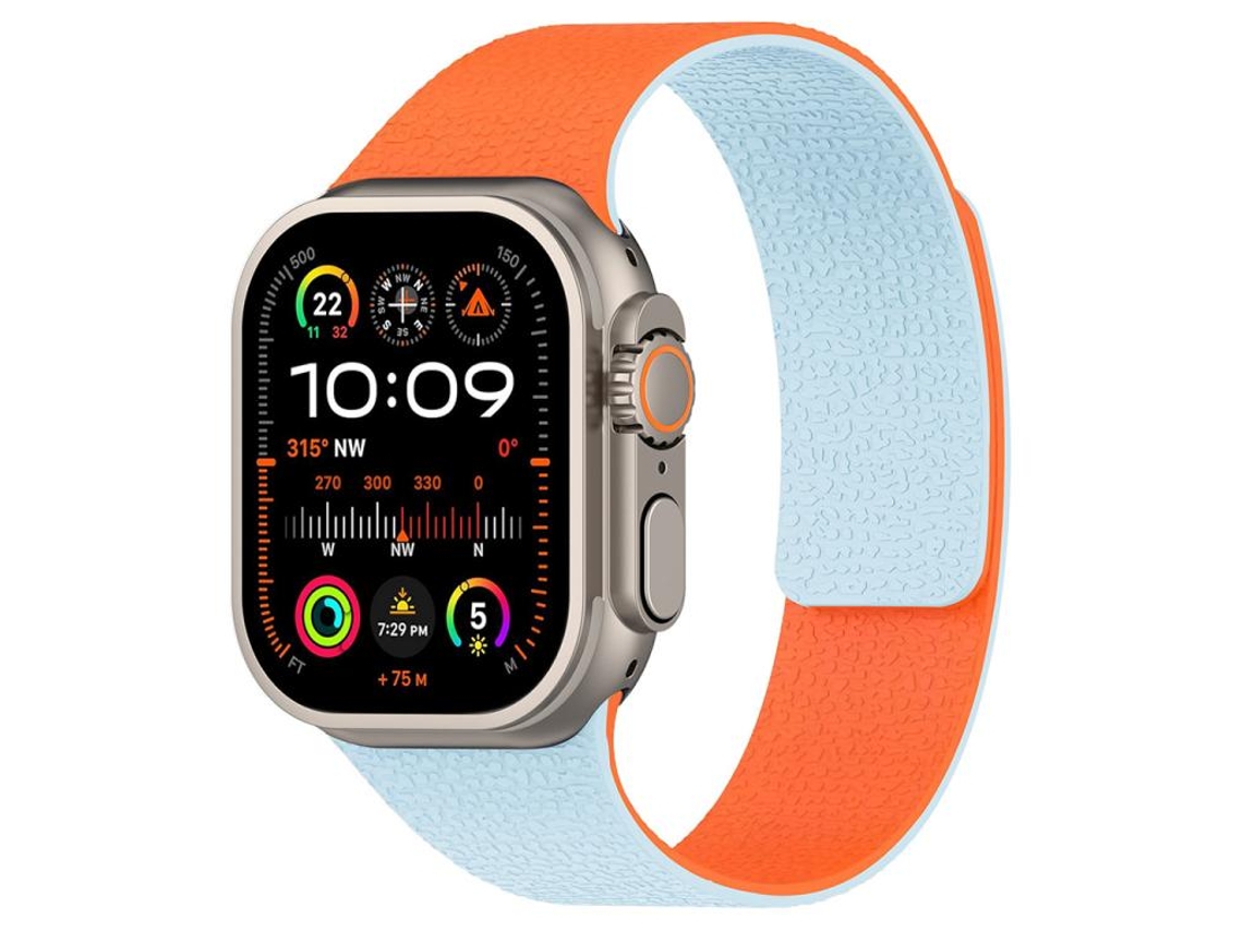 Pulsera híbrida con diamantes y cuero para Apple Watch 44/45/46/49 mm Oro rosa + Negro XIAOMOYU