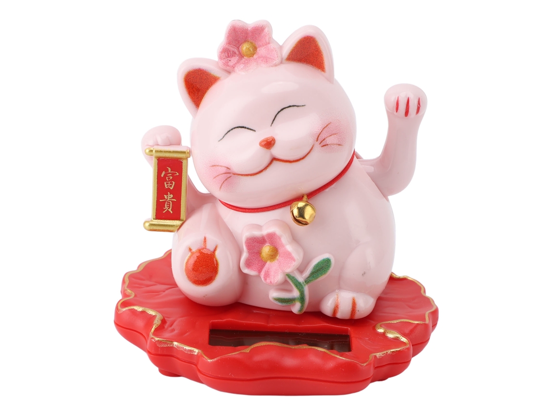 2026-adorno De Gato De La Suerte Con Brazo Moviéndose Solar Abs Luz Inducción Gatito Bienvenido Dinero Regalo Rosado Para Hogar Coche Oficina