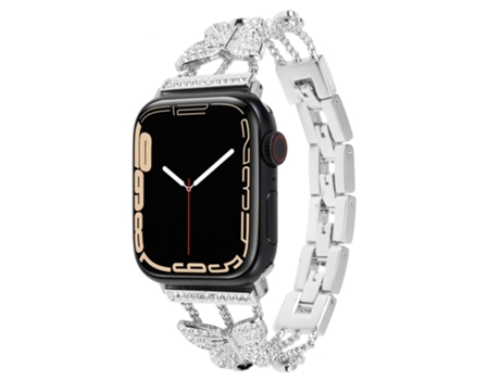 Correa para Smartwatch Anillo Mariposa de Metal y Diamantes para Apple Watch Series 9, 8 y 7 41 mm / SE 3 y SE 2 y 6 y SE y 5 y 4 40 mm / 3 y 2 y 1...