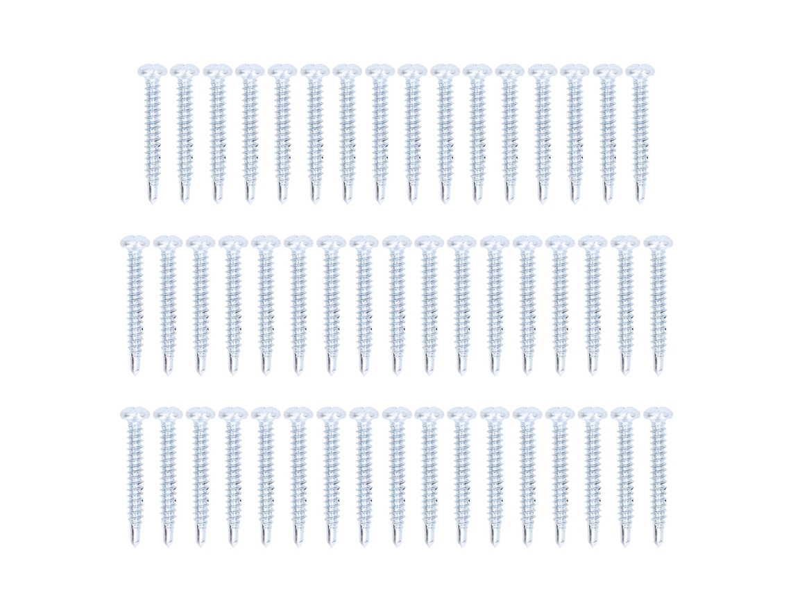 50 Tornillos Autorroscantes De Cabeza Redonda, Acero Al Carbono Galvanizado, 4,2 X 32 Mm.