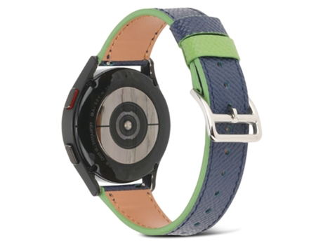 Correa de piel auténtica color de empalme 22mm para Huawei GT 3 46mm/GT 3 Pro 46mm/Samsung Watch3 45mm - azul medianoche