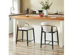 Taburetes De Bar 2 Pcs - Altura Ajustable, Respaldo Y Reposapiés, Chenilla - Beige/negro/oro