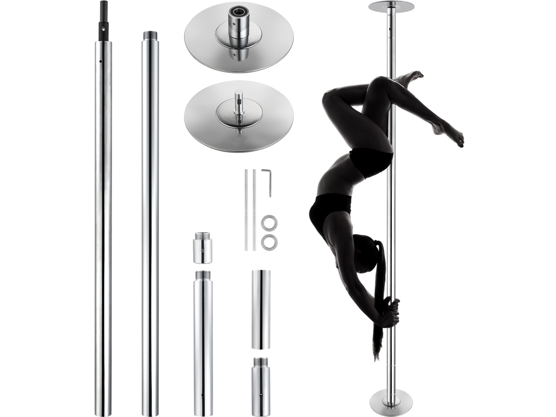 Barra de baile profesional Succebuy, 45 mm, resistente, de acero inoxidable, altura ajustable, barra de fitness estática giratoria