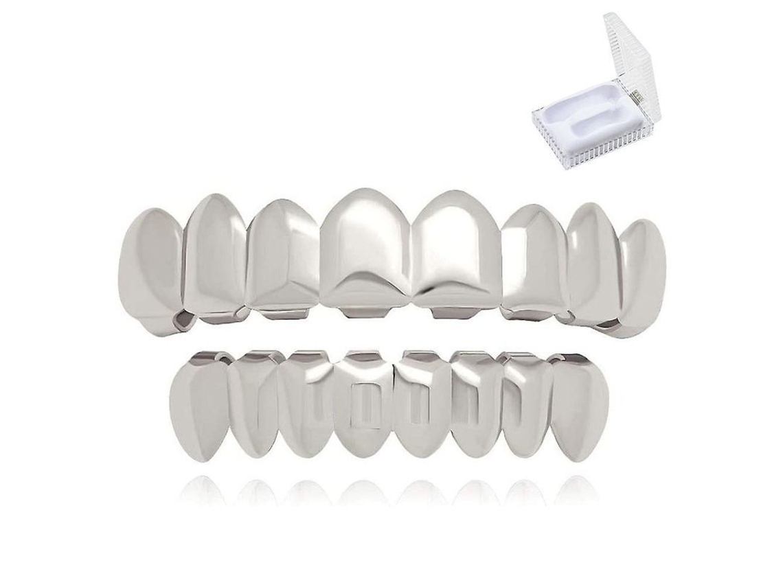 Juego De Dientes De Latón Con Platino Y Oro Brillante De 18k Para Hip Hop Y Fiestas.