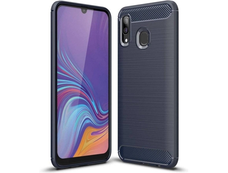 Carcasa Samsung Galaxy A40 LMOBILE Carbono Cover Tpu Azul