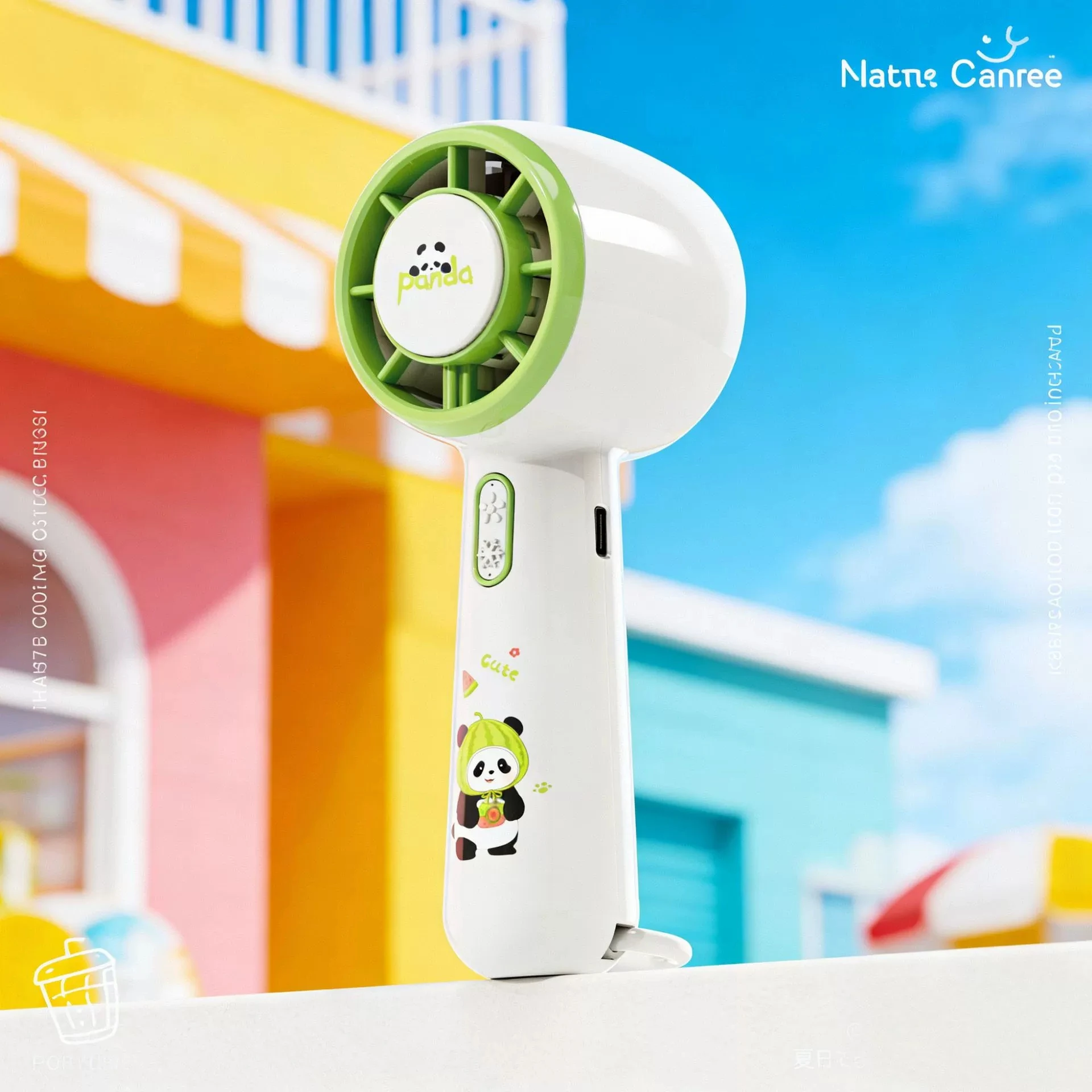 Mini Ventilador De Mano Con Diseño De Panda (blanco), Tres Velocidades, Mini Y Portátil, Recargable Por Usb.