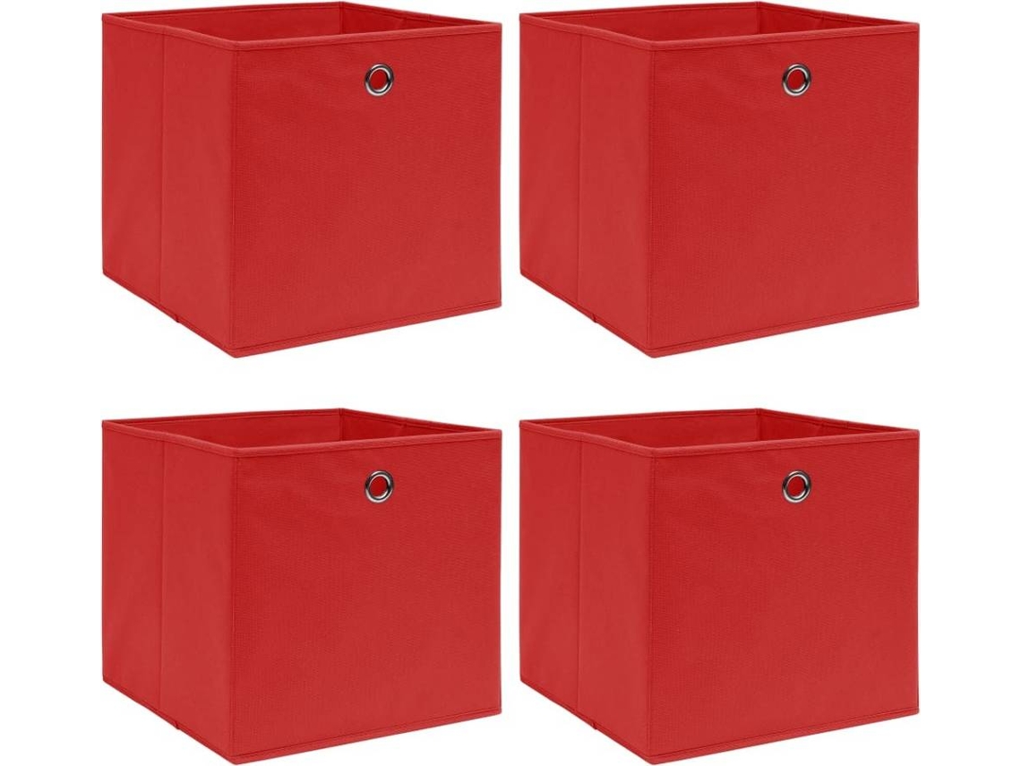 vidaXL Cajas de almacenaje 4 unidades tela rojo 32x32x32 cm