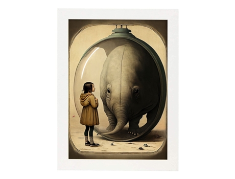 NACNIC Poster Zoo Del Futuro En Estilo Surrealismo Cinematográfico Ilustraciones Y Grabados De Historieta Abstracta Y Artística A4 Marcos Blancos