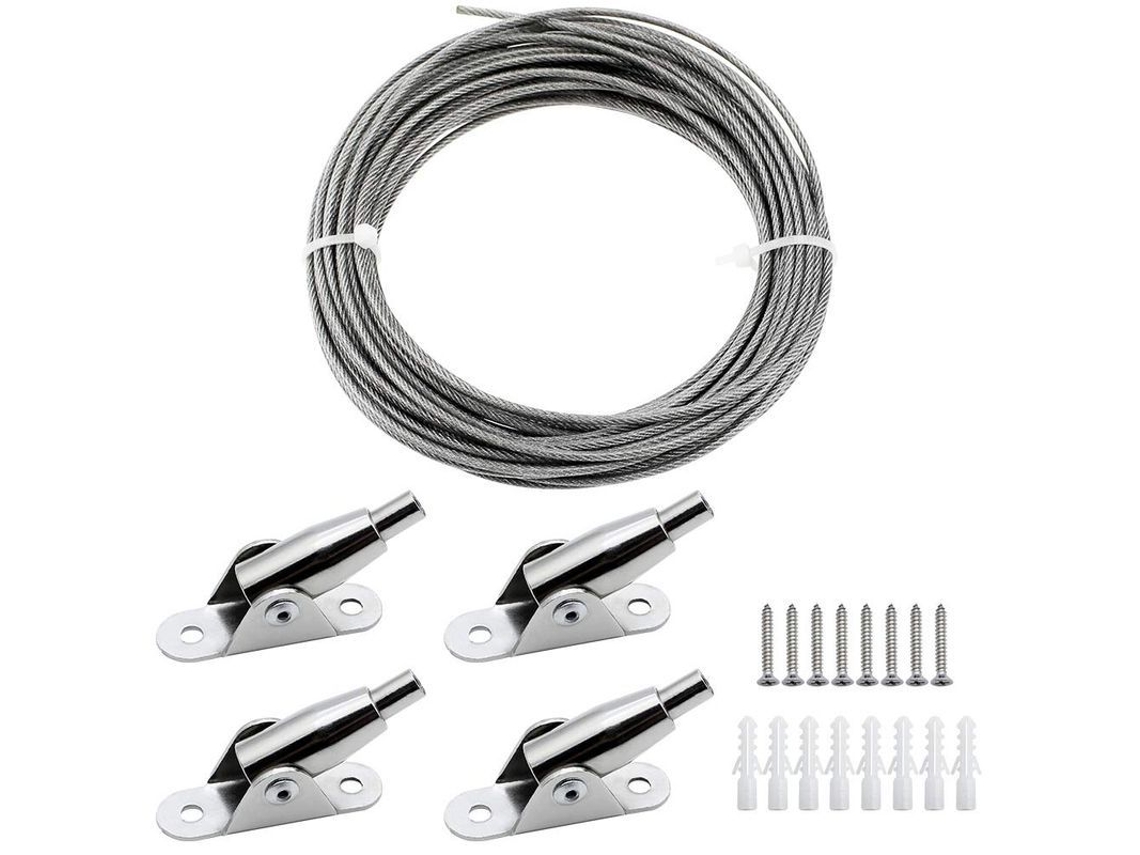 Cable De Acero Inoxidable Recubierto De Pvc, De 2 Mm X 10 M, Para Suspensión Con Accesorios De Fijación.