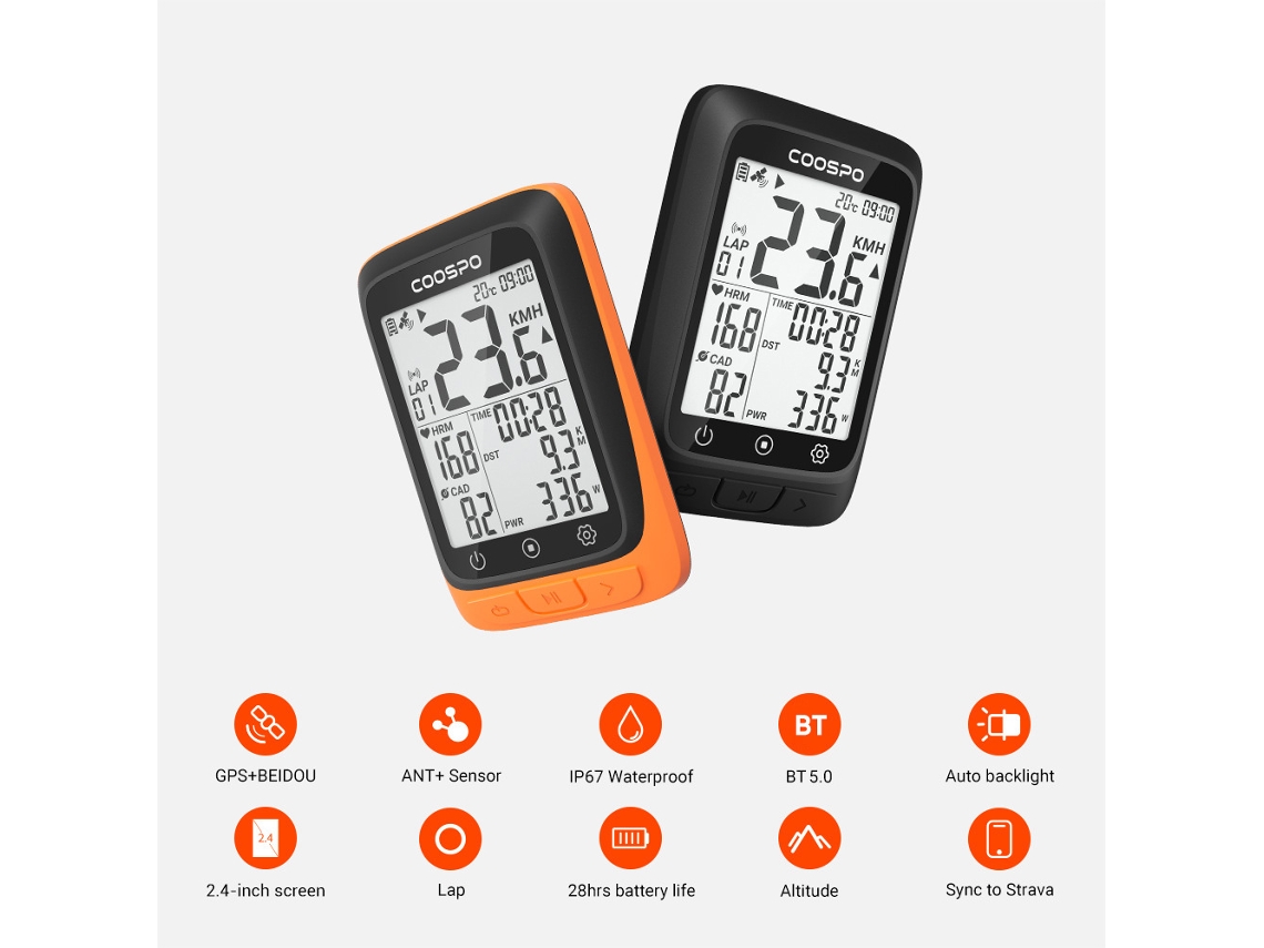 2026-coospo Computadora Bicicleta Inalámbrica Gps Velocímetro Odometro Ant+ Bt 5.0 Ip67 Compatible Con Strava