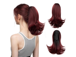 Peluca, extensión de cola de caballo con clip para mujer, microrizada (estilo 2/30cm) Gertiz