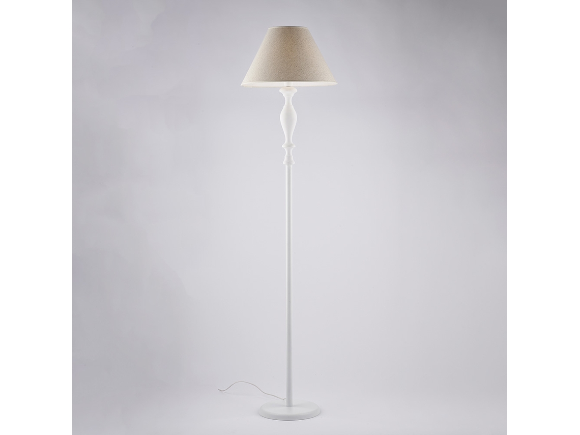 Cascina - Lámpara De Pie En Madera Y Hierro Blanco 1 Luz Y Pantalla D.45 .183 - Ø45 - Bl265-ph-bco