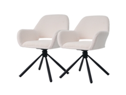 Conjunto de 2 Sillas Giratorias con Brazos en Tela Sherpa Estilo Moderno Blanco Mobrio