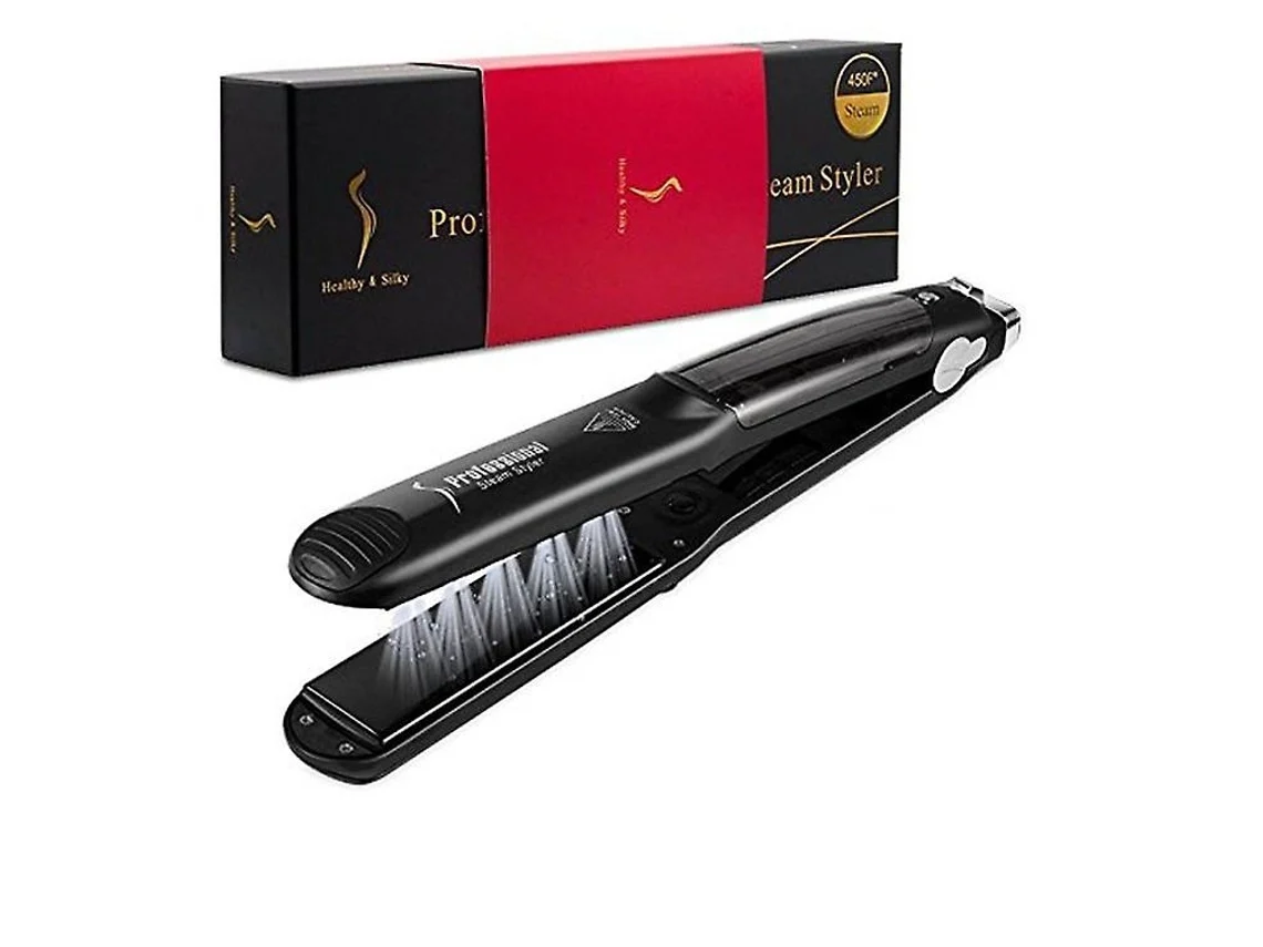 Plancha de Vapor Máxima 235 C / 455 F Plancha de Vapor Profesional con Placa de Cerámica Utilizada para Alisar y Rizar el Cabello Negro YEMAESRE