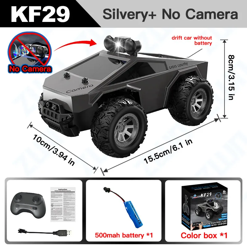 (plata) Coche De Juguete Teledirigido Con Luz Led Controlable, 2.4g, Regalo Para Niños.