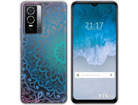 Carcasa para Vivo Y76 5G TUMUNDOSMARTPHONE Dibujos Transparente Mandala Multicolor
