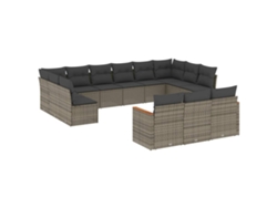 Maison Exclusive - Set Sofás De Jardín Con Cojines 13 Piezas Ratán Sintético Gris