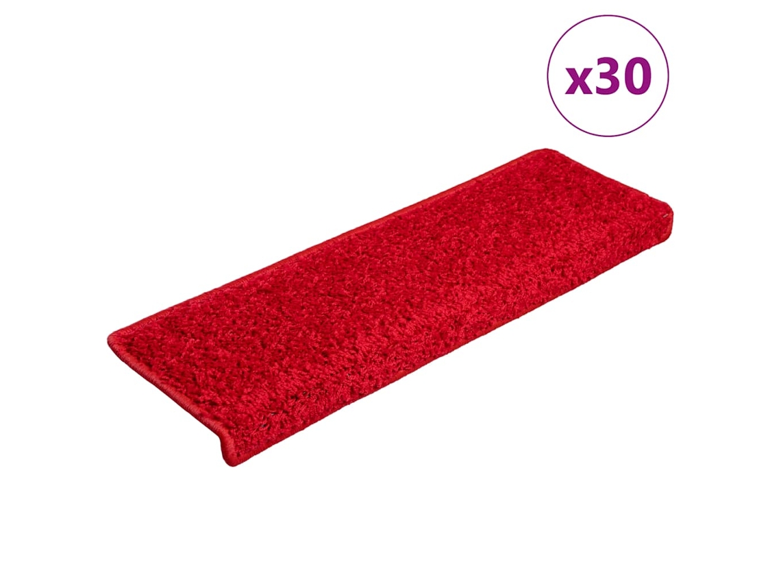 Alfombrillas Para Escaleras 30 Uds 65x21x4 Cm Borde Rectangular Rojo