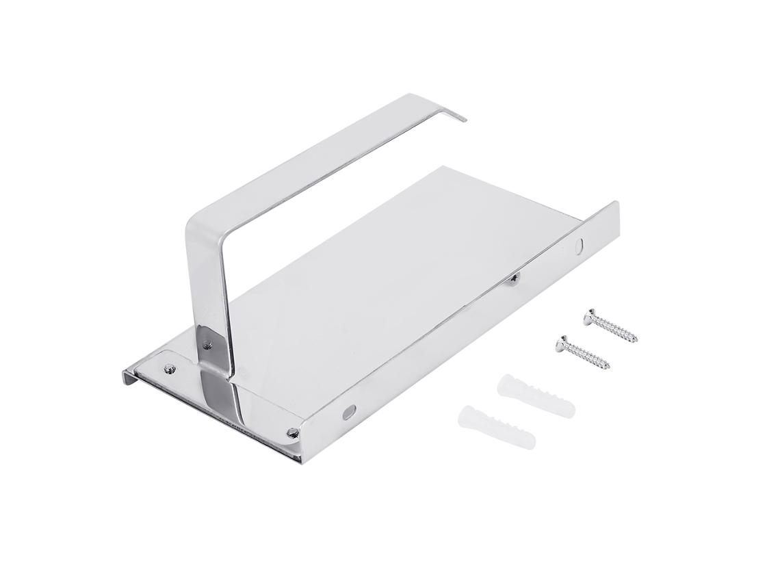 Soporte/enrollador de papel higiénico de acero inoxidable para montaje en pared, ideal para el baño.