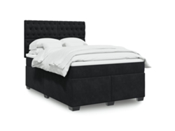 Cama Box Spring Con Colchón Terciopelo Negro 160x200 Cm