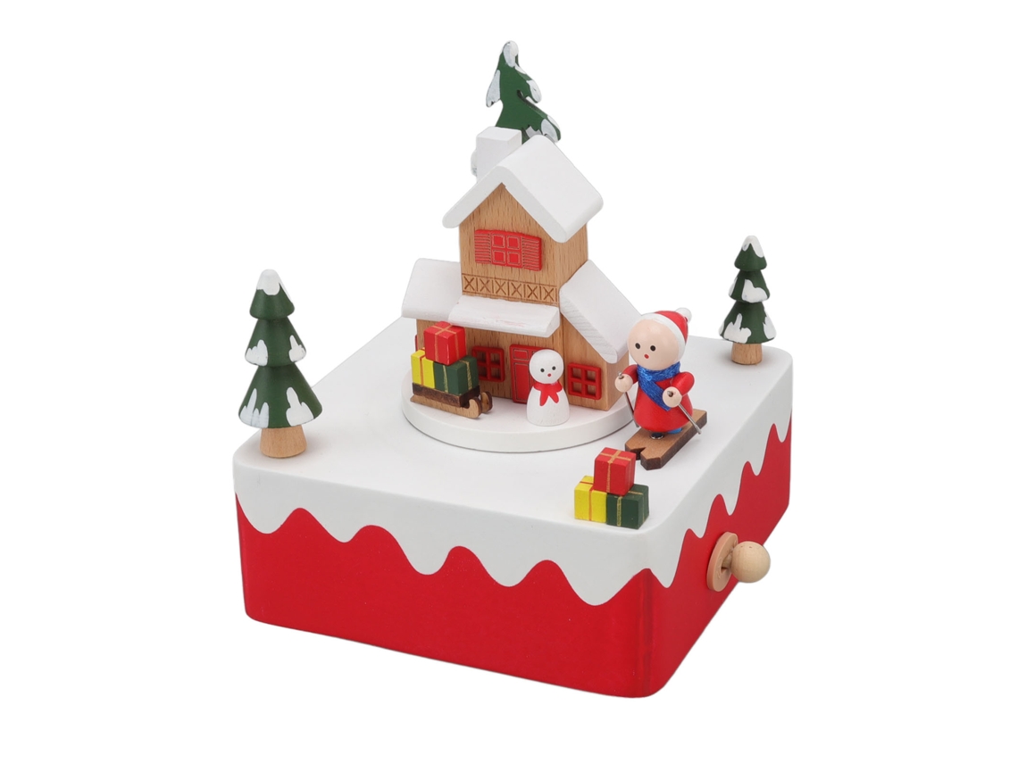 Caja De Música Giratoria De Madera Con Muñeco De Nieve, Decoración Para Regalo De Navidad.