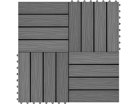 vidaXL Baldosas porche relieve profundo WPC 30x30 cm 1 m² gris 11 uds