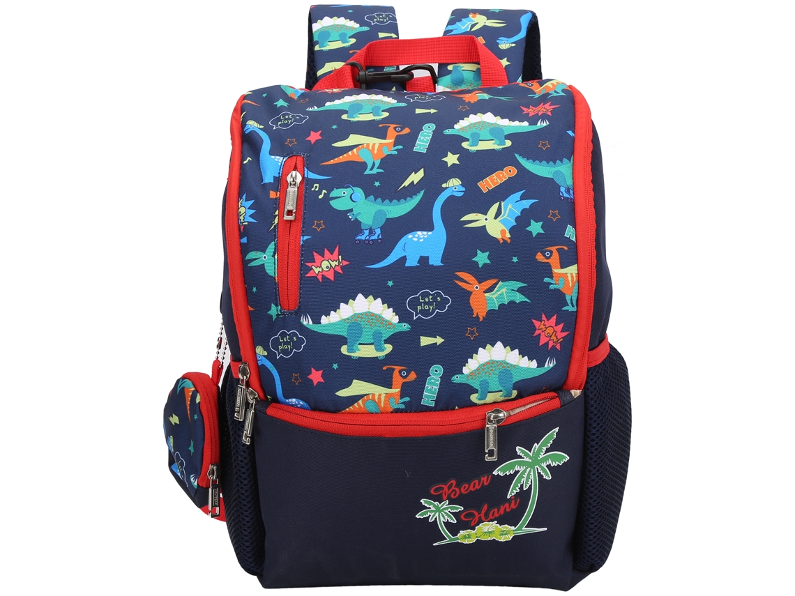 Mochila Infantil Con Estampado De Dinosaurios, Portátil, Ideal Para La Escuela, Color Azul Oscuro (l)