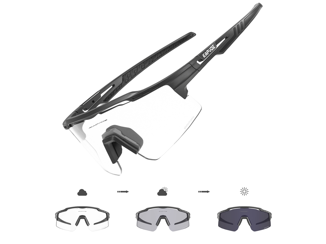 Gafas de ciclismo fotocromáticas con lentes fotocromáticas y protección UV400 MDUG (Estilo 1 Negro)