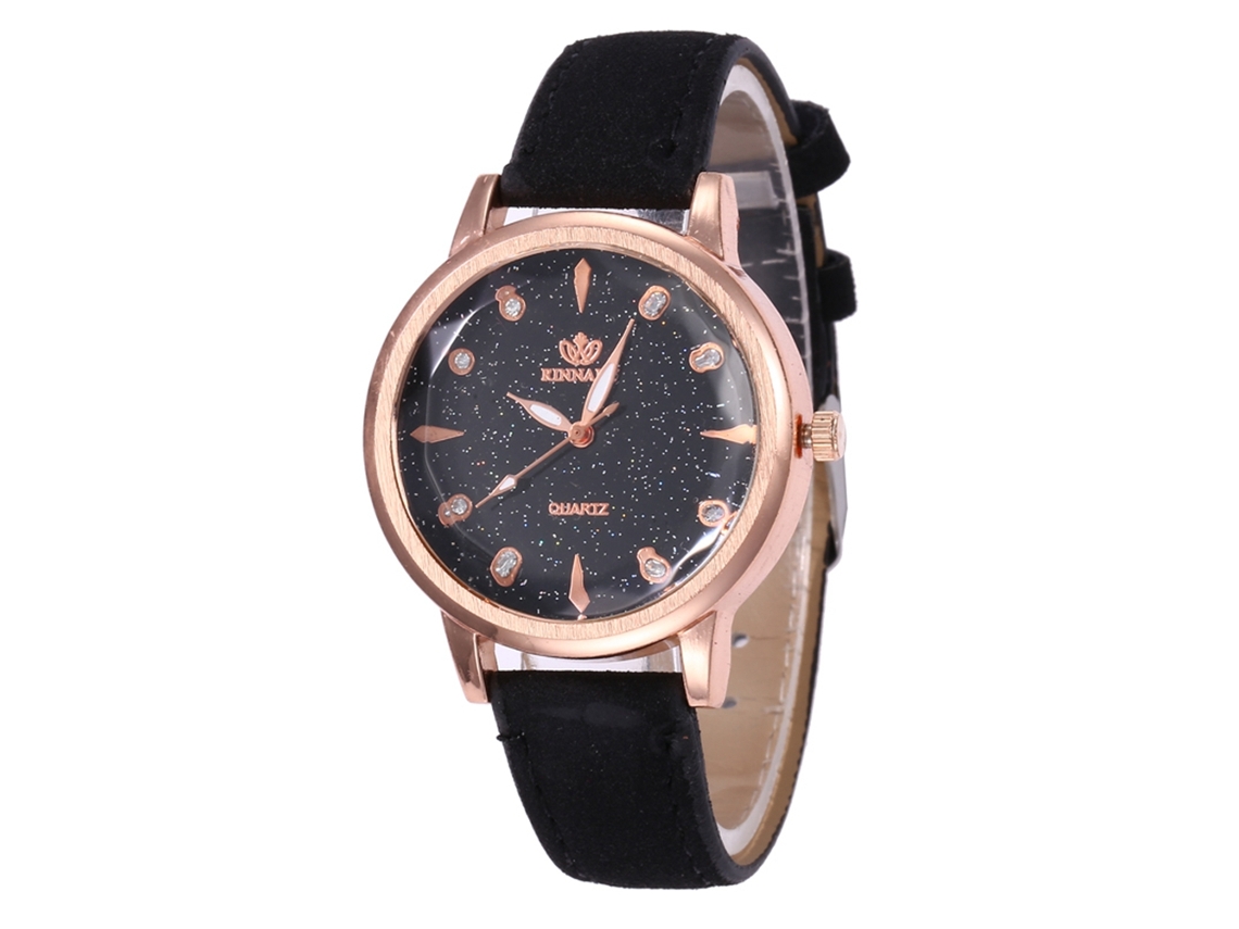 Reloj De Moda Para Mujer De Cuero Quartz Casual Negro L10