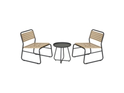 Set de muebles de jardín Brienza poliratán Ø45x45 cm - Beige/Negro casa.pro