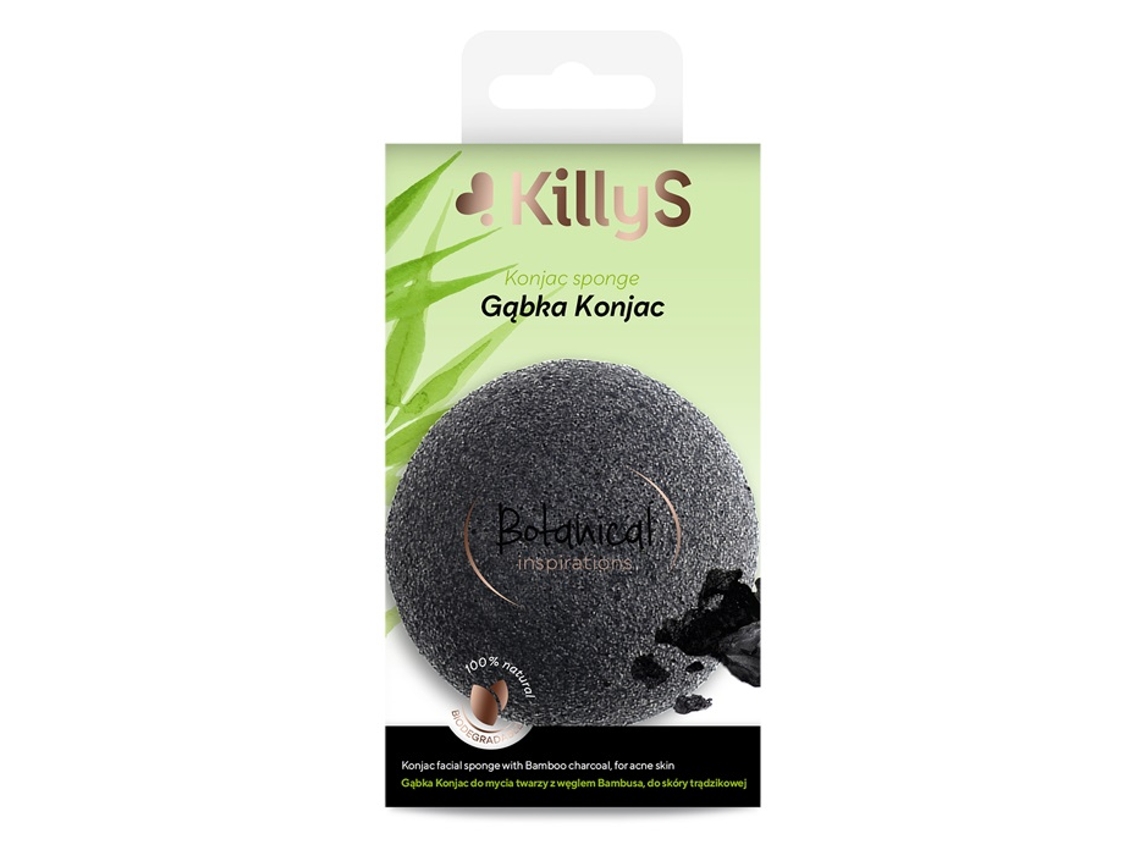 Esponja konjac Killys Botanical Inspirations con carbón de bambú para pieles con tendencia al acné