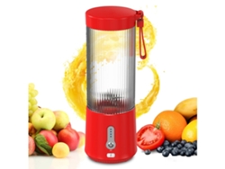 Exprimidor eléctrico portátil Facpoet de 450 ml, recargable, para frutas, verduras, batidos y licuados (rojo)