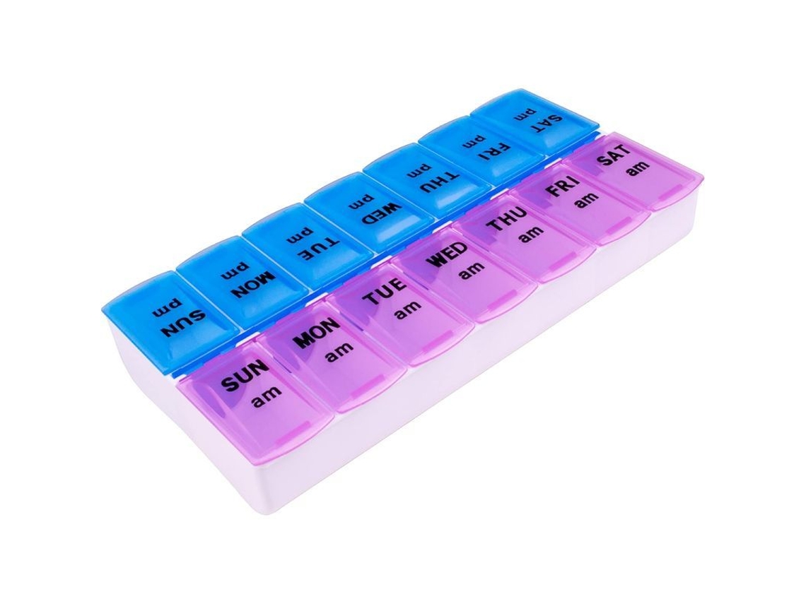 Organizador De Pastillas Semanal Para Dos Tomas Al Día, Fácil De Abrir, Para Toda La Semana, Mañana/tarde, Transparente.