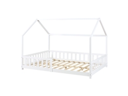 Cama de criança Hesel em forma de casa de pinho com grelha 120x200cm - Branco [EN.CASA]