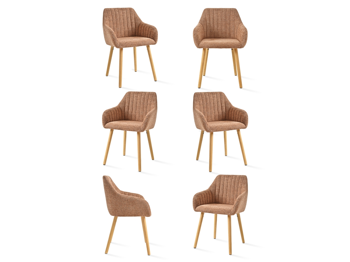 Sillas De Comedor Goeurvant 1381(pack De 6, Naranja, Chenilla)