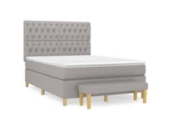 Maison Exclusive - Cama Box Spring Con Colchón Tela Gris Claro 140x190 Cm