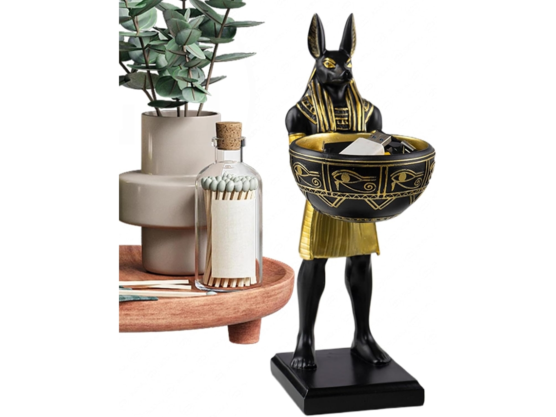 Figuritas De Perros Peque Os Escultura Decorativa Resina Con Cuenco Estatua Perro Egipcio Para Sala Estar Dormitorio