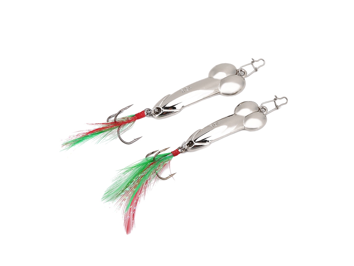 Kit De Señuelos Metálicos Para Pesca Con Vibración, 2 Piezas, Señuelos Duros Con Anzuelo (10 G Y 15 G, Color Plata)