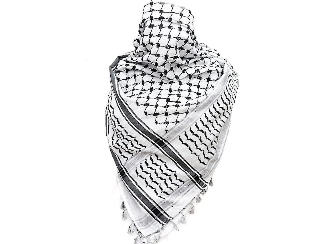 Pañuelo Palestino, Keffiyeh, Arafat Hatta, Ancho Con Borlas, Keffiyeh Árabe Pata De Gallo 100% Y2kk