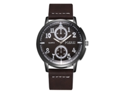 Reloj De Pulsera De Negocios Simple Para Hombre Con Correa De Pu Marrón Oscuro Cuarzo