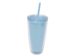 Vaso de plástico plano reutilizable de 24 oz con tapa y pajita NEVEANCE