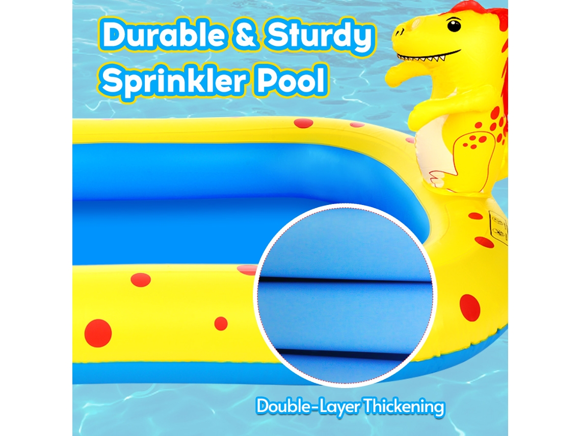 Piscina Hinchable Con Forma De Dinosaurio Y Aspersor Para Niños, 170x103cm, Ideal Para Jugar En El Agua Este Verano.