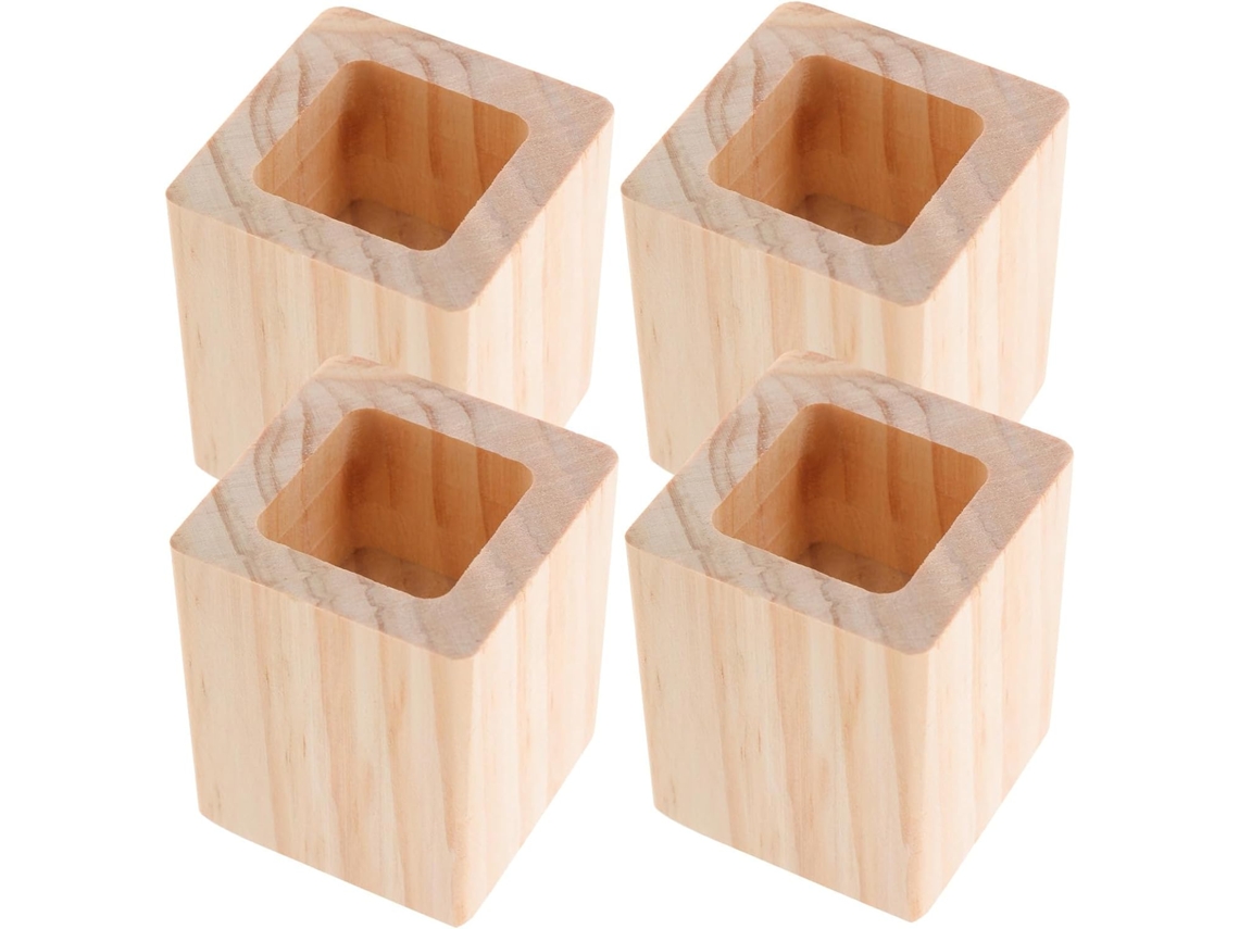 4 Elevadores De Madera Cuadrados De 4 Piezas Para Aumentar La Altura De La Mesa.