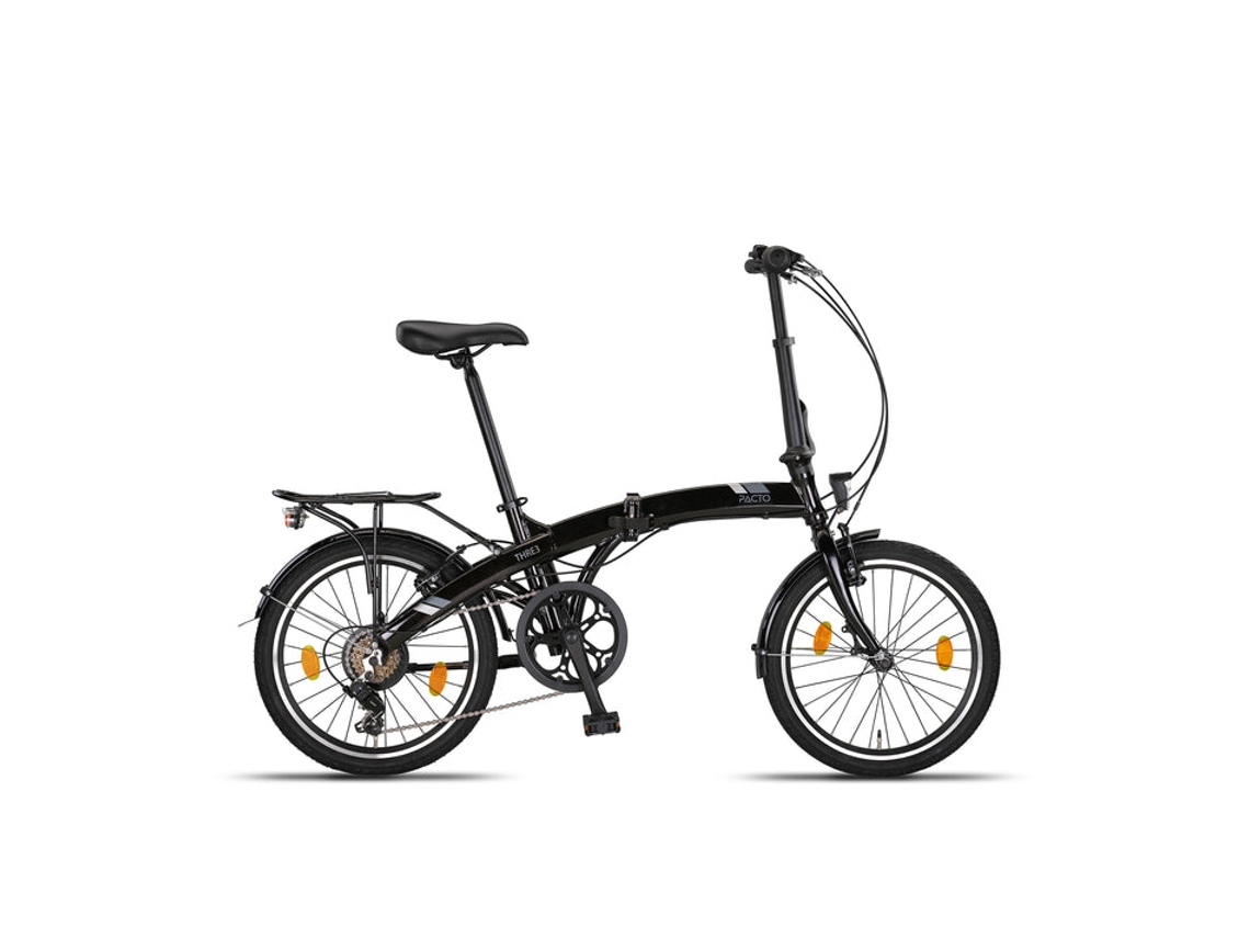 Bicicleta Plegable PACTO THREE negro - 6 marchas Shimano - frenos de llanta